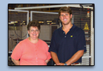 Nancy Shadrix and Chase MacKarvich of Tie Down Engineering -  laser cutting, paint prep, welding